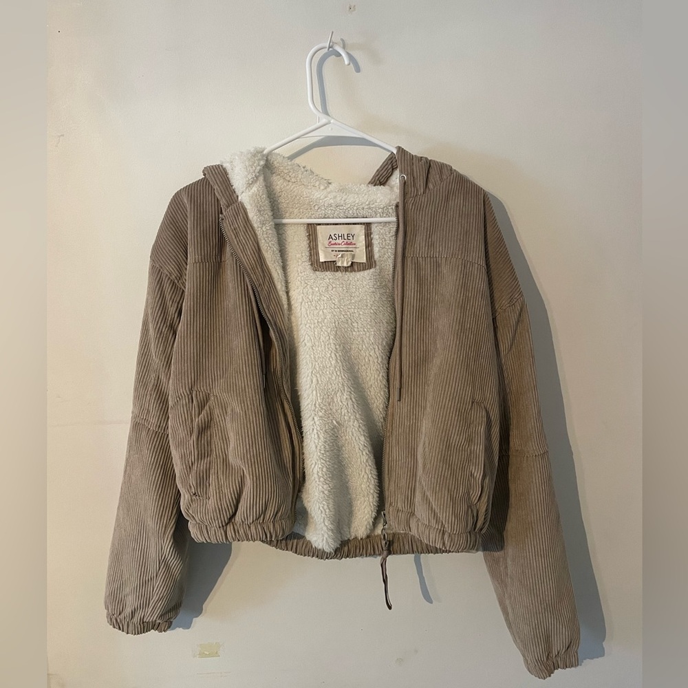 Cropped Corduroy Zip Up